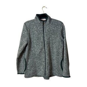 Stan Herman Womens Full-Zip Heathered Jacket M/M Gray & Green 100% Polyester